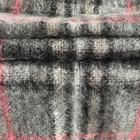 John Hanly Vintage Mohair Wool Blend Grey Check Scarf, Designed in Ireland - Picture 2 of 15